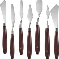 7 pieces painting knife set spatula palette knife painting mixing scraper accessories with wood handle