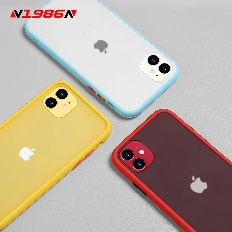 Чехол N1986N для iPhone 11 Pro X XR XS Max 7 8 Plus Роскошный Матовый Жесткий ударопрочный чехол из