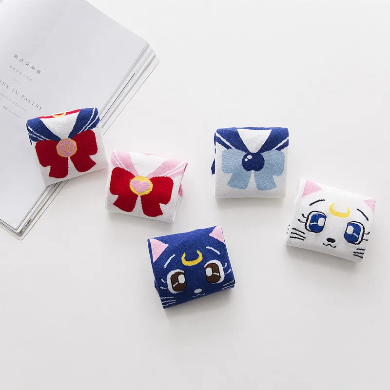 1 пара модные носки для девочек женские хлопковые с рисунком из аниме по