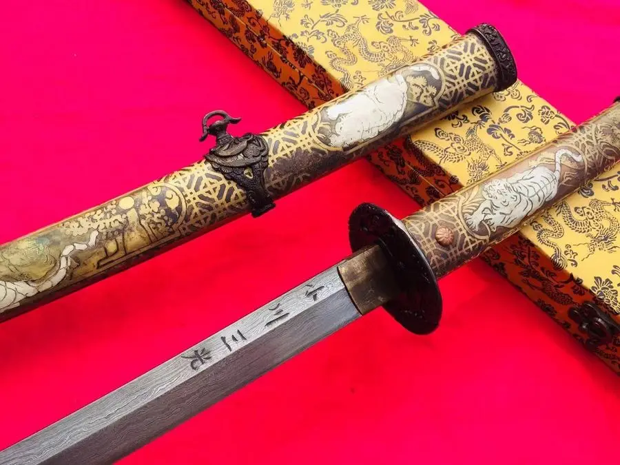 Японский самурайский меч ручной работы HRC60 Подпись Дамасская сталь Балде воин