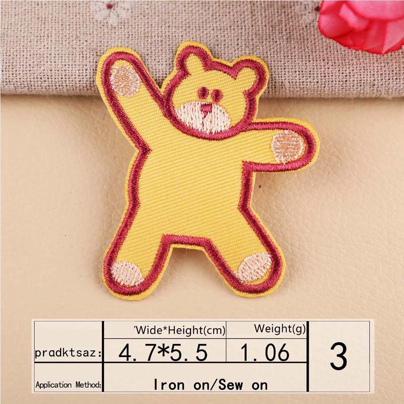 Мультяшные вышитые нашивки со слоном аппликации с утюгом медведем солнце