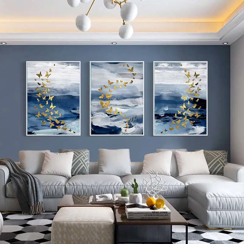 Цветные чернила брызги золотые бабочки холст картины плакаты печать стены