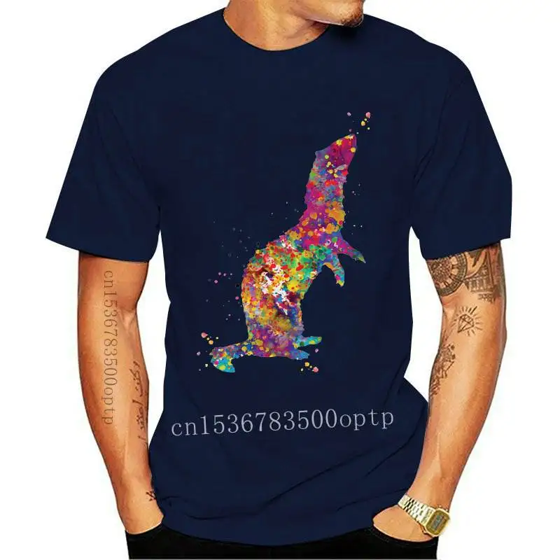 

New 2021 Harajuku Ferret Watercolor Print T-Shirt Summer Fashion Men t-shirt Funny Animal Design Man Tops High Quality Casual T