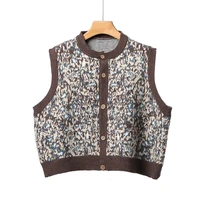 women dot knitted vest sweater sleeveless autumn female sweater cardigan button vintage casual ladies pullovers waistcoat