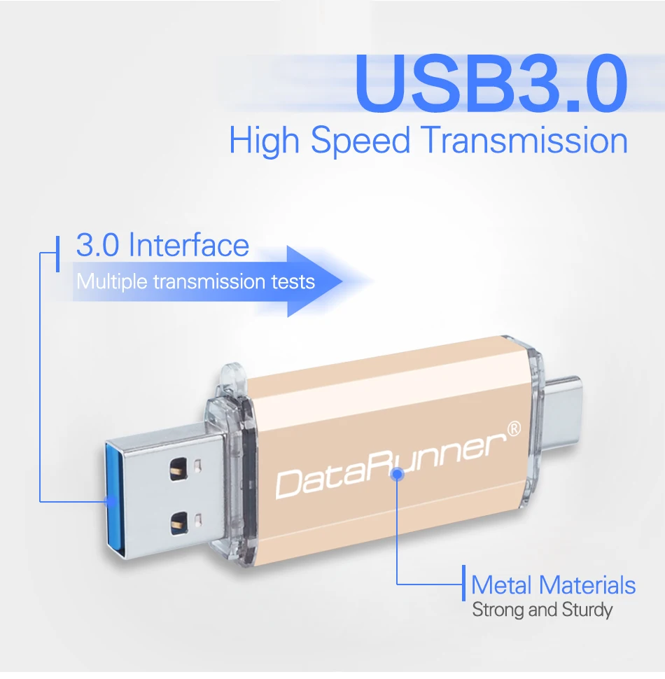 usb флеш-накопитель DataRunner 3,0 type C, 128 ГБ, OTG флеш-накопитель, 32 ГБ, 64 ГБ, 256 ГБ, флешка, 512 ГБ, USB флешка для мобильных устройств type-C/ПК