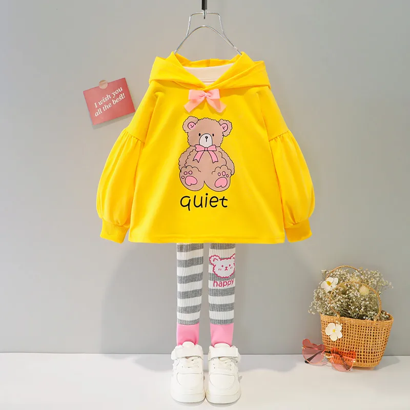 MANJI костюм для маленьких девочек одежда Толстовка с леггинсами осень 2021 Новый