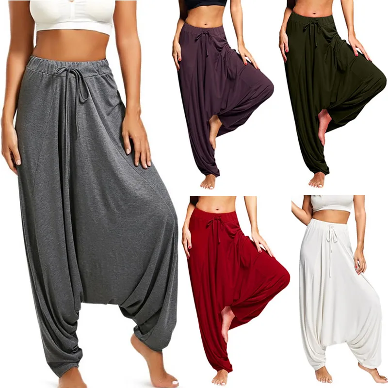 

Casual Women's Harem Pants Drop Crotch Baggy Wide Leg Thai Hippy Boho Loose Aladdin Women Trousers mujer pantalones