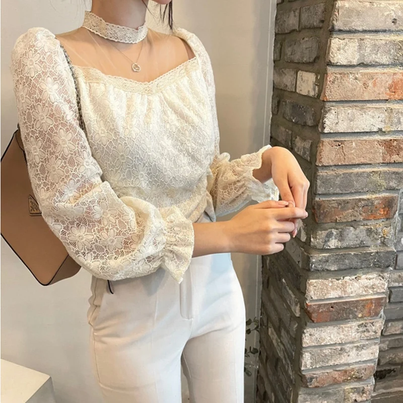 

Women's Lace Stitching Design Sense Mesh All-Match Bottoming Shirt One Size