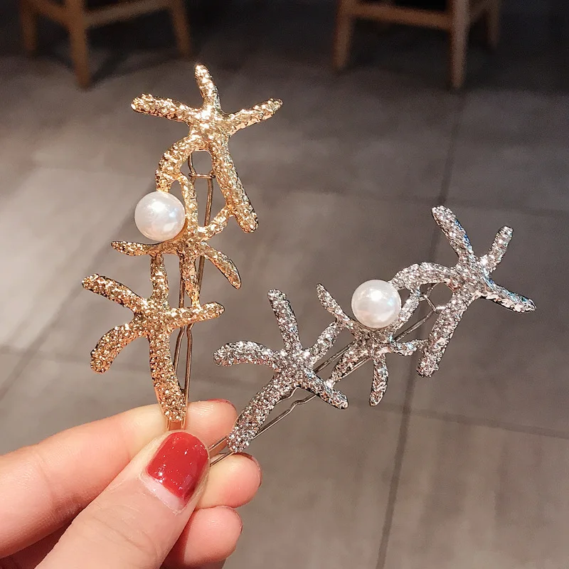 Заколка для волос с жемчужинами и морскими звездами 2019| |
