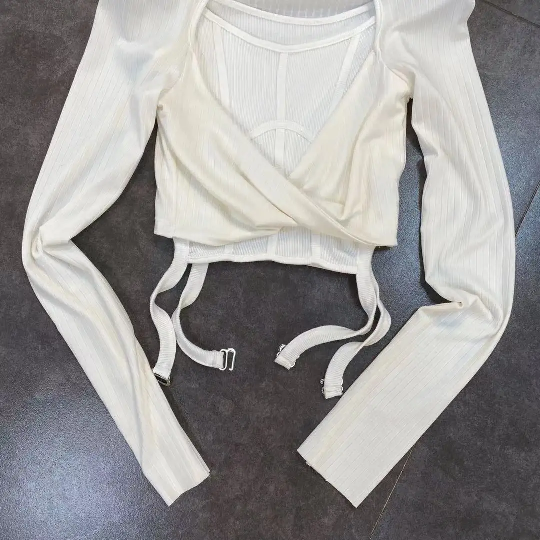 

ZCSMLL 2021 spring stand collar long sleeve button light hollow small shirt with running clip vest two-piece women set