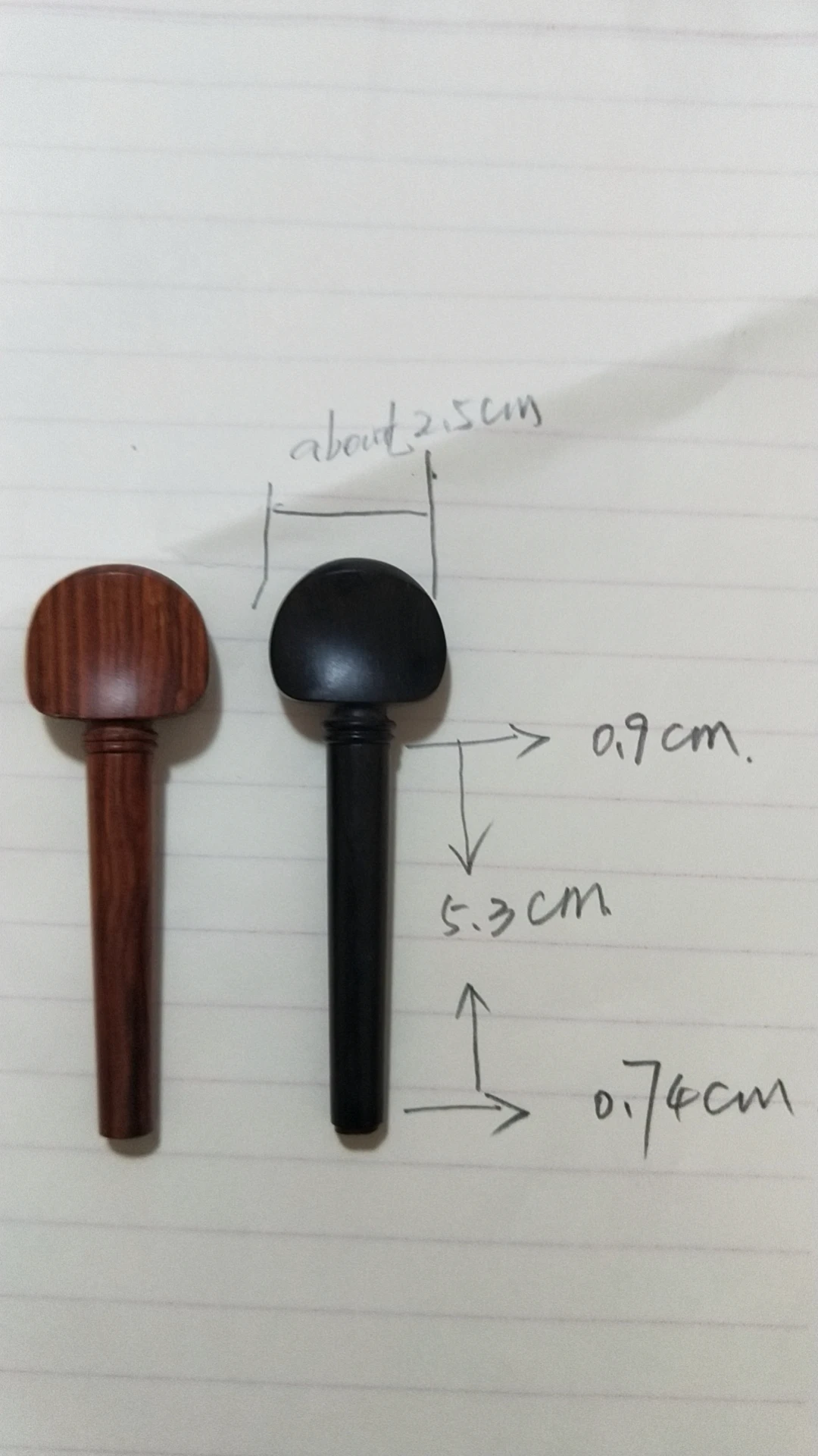 Peças de Pau-rosa Ébano dos Pinos de Viola dos Pces com 1 Pino da Extremidade do pc para 15 a 16 4 ou