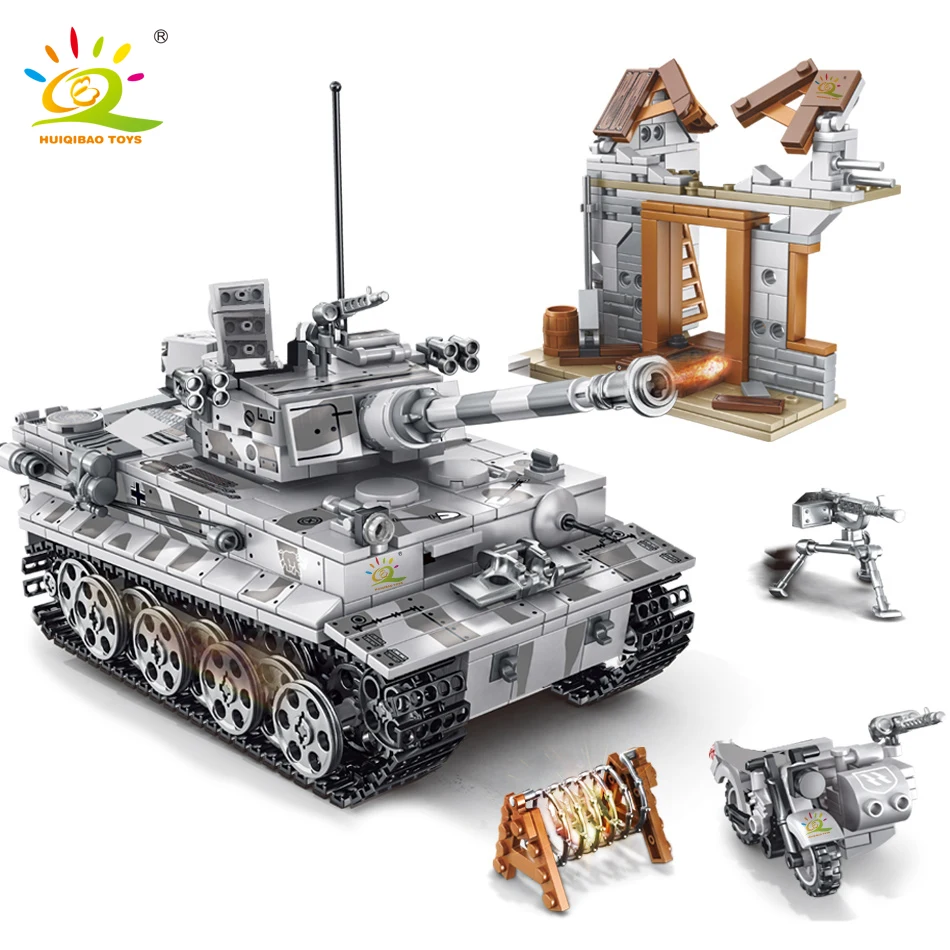 HUIQIBAO TOYS 1154pcs Military German Tiger Tank Building Blocks WW2 Army Soldier Figure Set For Children Boy Bricks | Игрушки и хобби