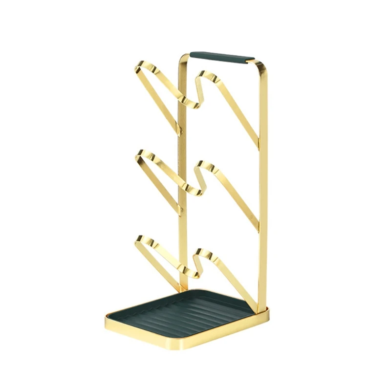 

Nordic 3 Layer Pot Lid Holder Rack Pan Cover Stand Storage Shelf with Spoon Utensils Drain Tray Kitchen Organizer