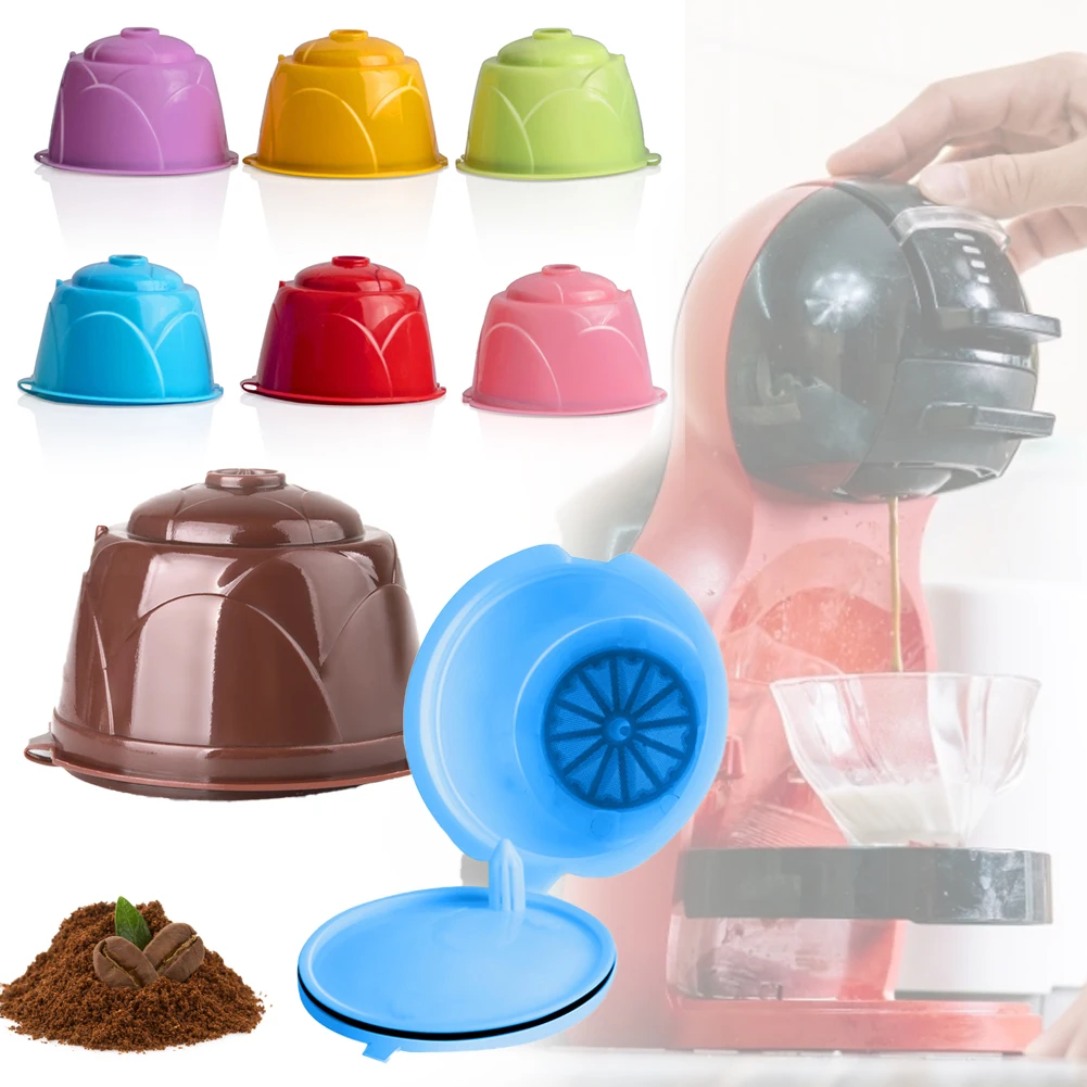 

1/6PC Reusable Coffee Machine Capsule Coffee Filter with Spoon and Brush Coffee Cup Holder Pod Strainer cápsula de café قهوة