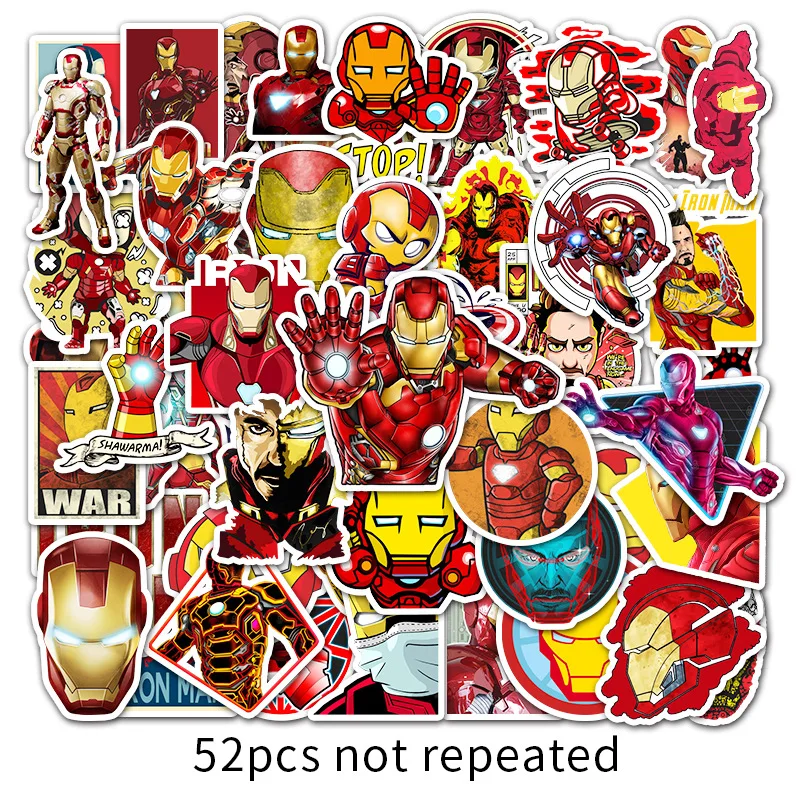 

52 pcs/set disney iron man stickers cartoon anime figure model marvel Graffiti Waterproof stickers kids Toy decoration sticke