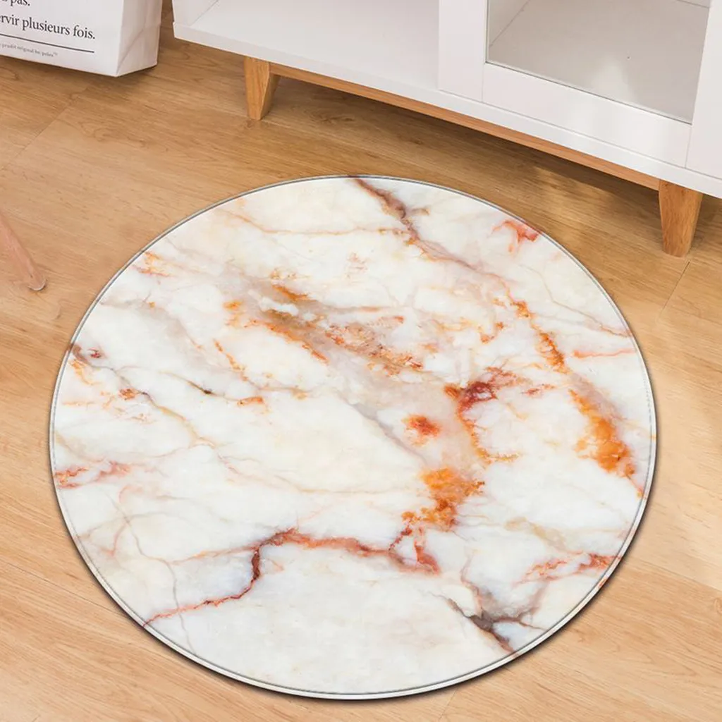 Carpet For Living Room Modern Polyester Fashion Marble Pattern Round Rug Bathroom Kitchen Multicolor Flannel 60cm | Дом и сад