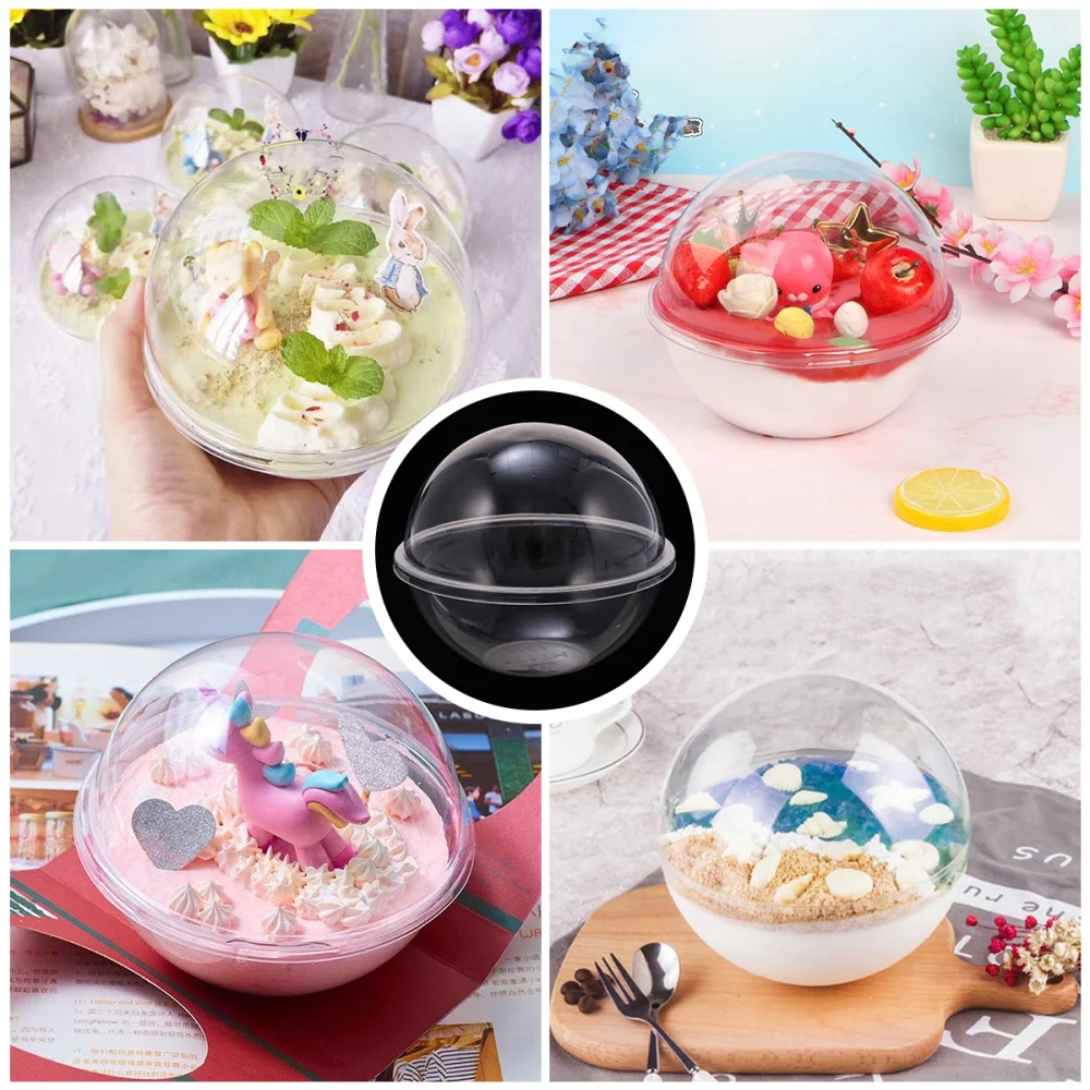 10pcs Transparent Cake Container Shape Portable Mousse Round (350ml Style) | Дом и сад
