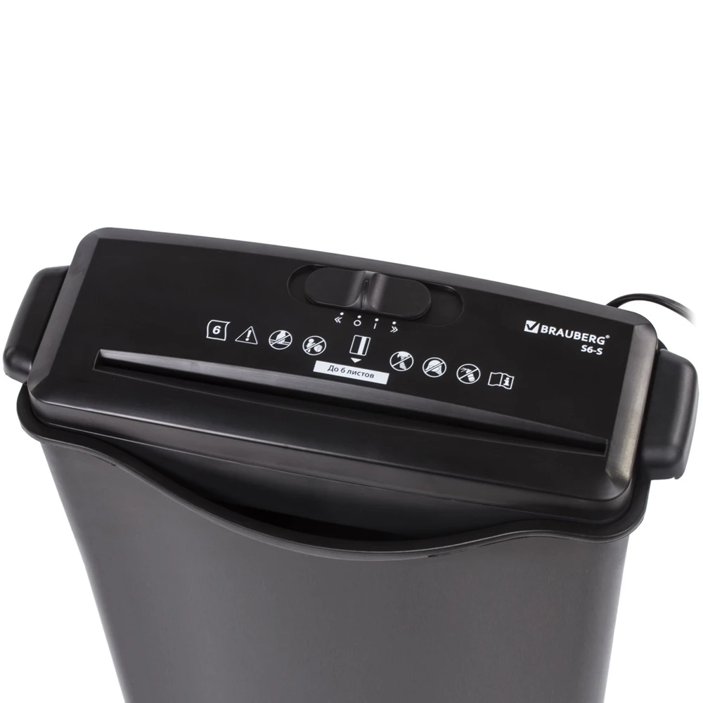 Уничтожитель (шредер) BRAUBERG S6-S 531087 1 уровень секретности полоски 8 мм 6 листов 7 5 л |