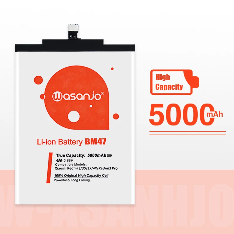 Оригинальный аккумулятор большой емкости BM47 для Xiaomi Redmi 3 3S 3X 4X Redmi3 Pro 5000 мАч Замена