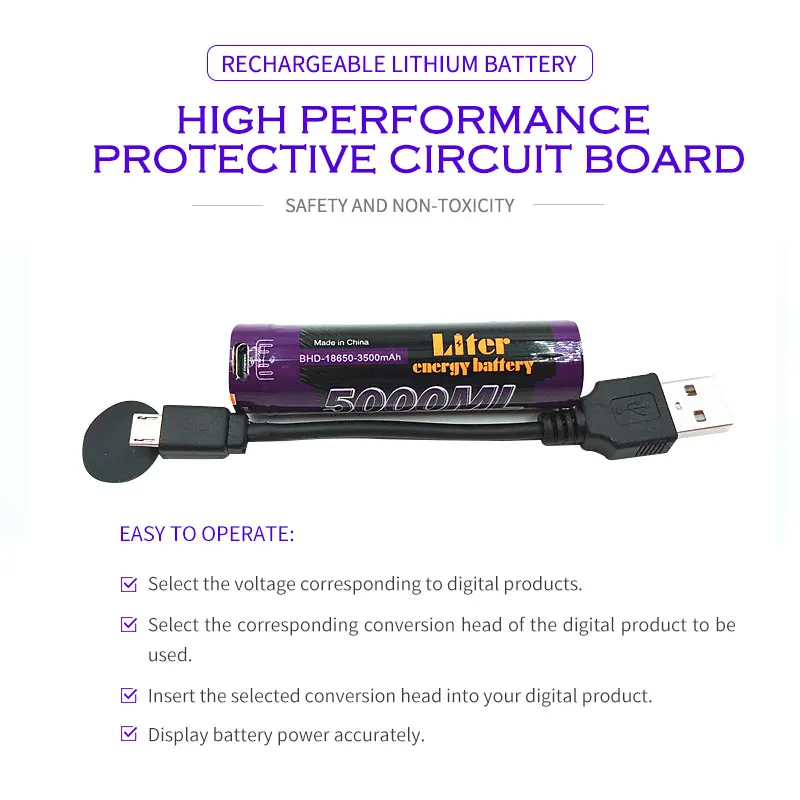 Аккумулятор для ноутбука 8 шт литровый аккумулятор энергии USB 5000 мл Li Ion Rechargebale