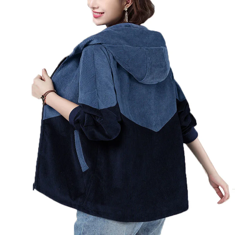

2021 Spring Autumn Coat Short Jacket Women Corduroy Loose New Ladies Jackets Large Size 4XL Outerwear Casual Outwear Tops