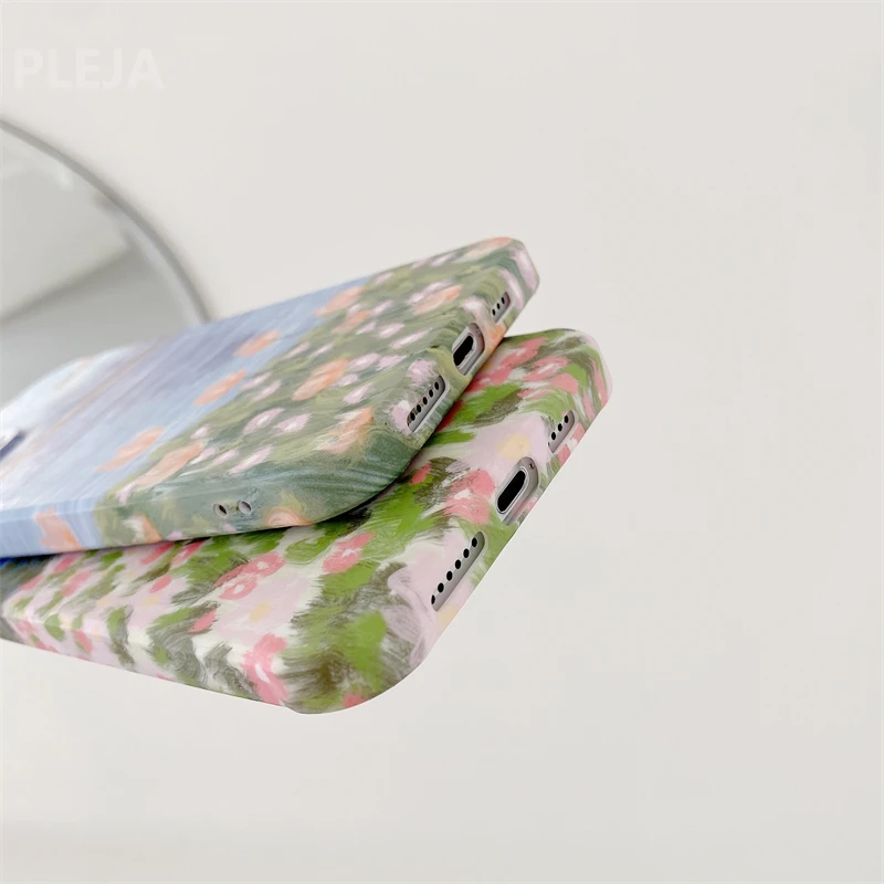 Мягкий чехол для телефона с рисунком цветов и рамкой iPhone 12 11 Pro Max XR X XS 7 8 Plus SE 2020