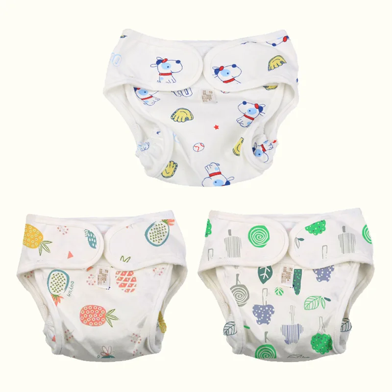3PCS-G Herbabe 2 шт. детские штаны-подгузники 3 слоя милый новорожденных подгузники хлопок впитывающие подгузники для новорожденных Многоразовые - Цвет: 3PCS-G
