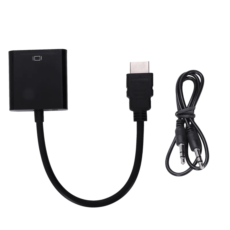 HDMI в VGA конвертер адаптер + 3 5 мм аудио разъем full HD 1080P черный| |