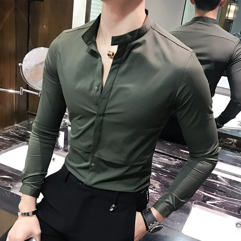 

High Quality Gentlemen Shirt 2021 Autumn Long Sleeve Mens Casual Shirts Streetwear All Match Slim Fit Shirt Men Camisa Masculina