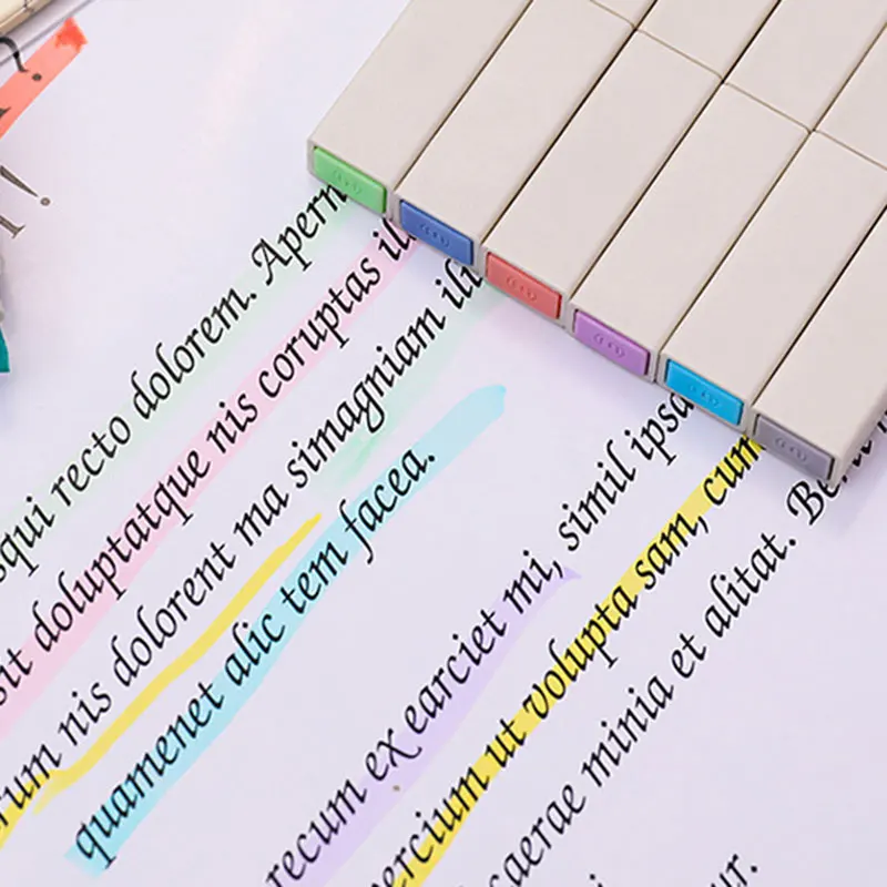 

6 Pcs Ultra-Soft Art Marker Highlighter Pen Set Thick Tip for Student Home Office Writing Pen Fluorescent Pen Highlighters