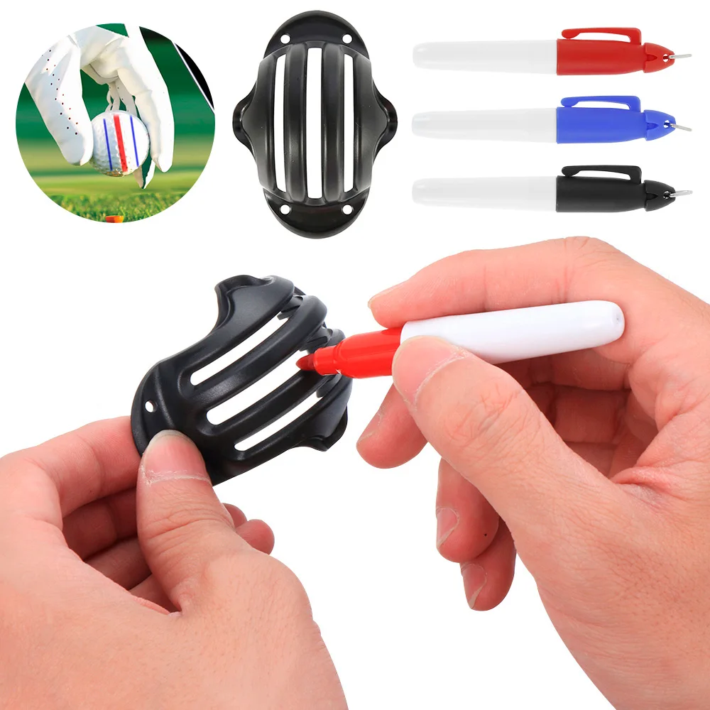 

1 Set Golf Ball Clip Liner Marker Pen 3Pcs Three-line Drawing Device Golf Training Tool Putting Positioning Aids Outdoor Sport