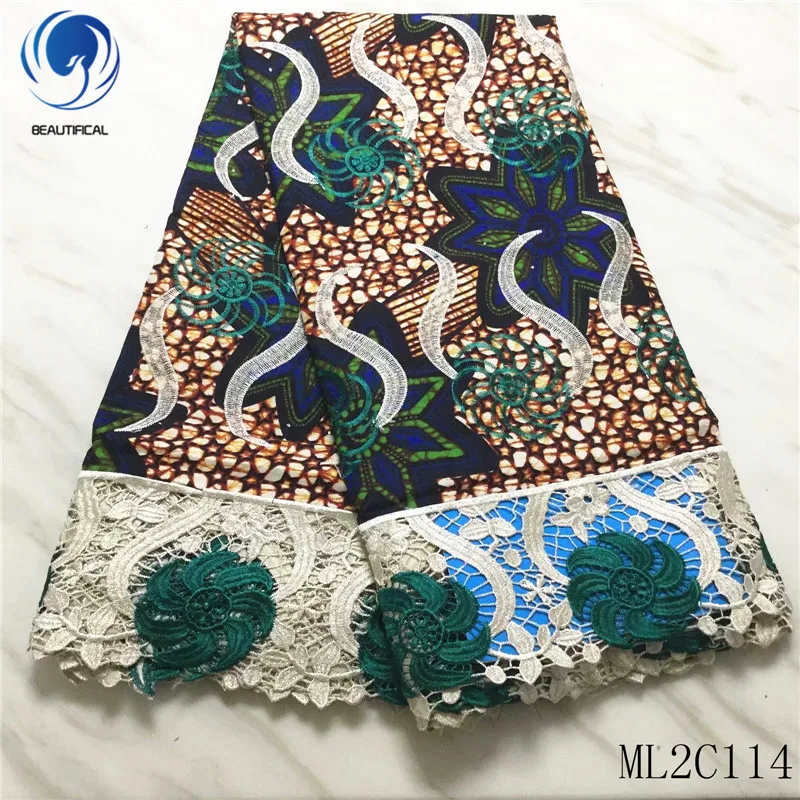 Красивая африканская восковая Ткань 6 ярдов Хлопок Воск смесь Гипюр кружево с