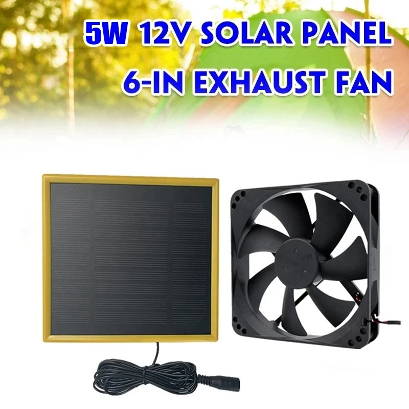 12V 5W Solar Exhaust Fan Air Extractor 5.6Inch Mini Ventilator Panel Powered For Dog Chicken House Greenhouse | Бытовая техника