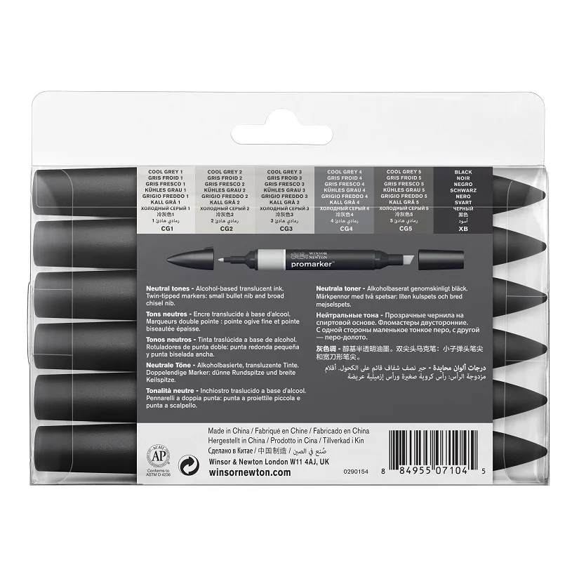 WINSOR& NEWTON 6/12 Цветов ProMarkers спиртовой основе чернила Twin Советы профессиональный художественный маркер для белой доски чертежные принадлежности