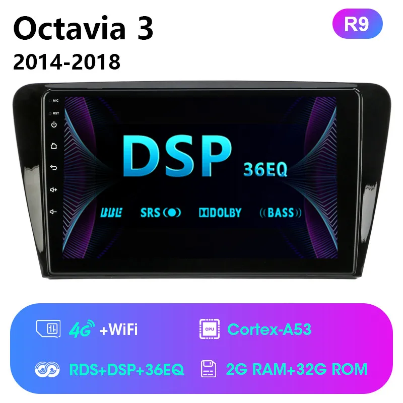 R9 10," 2Din Android 8,1 для Volkswagen SKODA Octavia 3 A7- автомобильный Радио Мультимедиа Видео плеер навигация RDS головное устройство - Цвет: R9