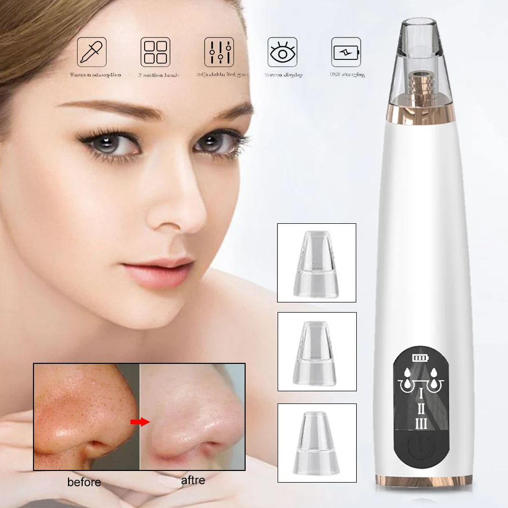 

Electric Blackhead Remover Vacuum Facial Pore Strong Suction Led Display 3-speed Settings One-touch Control Face Pore Clearner