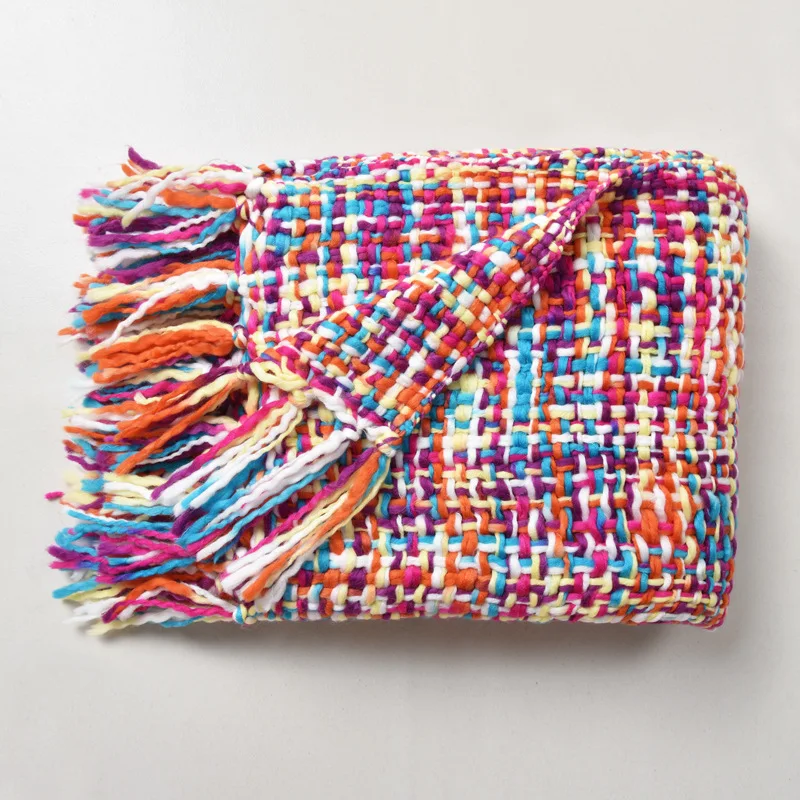 Акриловый вязаный декоративный теплое Покрывало Диван с обивкой из гобелена