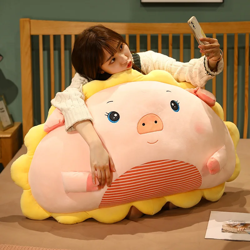 

Big 60/80cm Kawaii Sunflower Pig Bed Pillow Plush Toy Cute Stuffed Animal Plush Doll Soft Animal Toy Birthday Christmas Gift