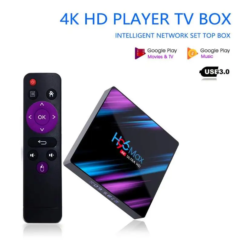 

H96 Max-3318 Android 9.0 Set Top Box 4G and 64G Quad Core WIFI BT4.0 4K Media Player Voice Band Gyroscope for Tablet Computers