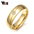 Vnox 6 мм Свадебные кольца для мужчин и женщин с зубеком CZ камень черный золотой цвет