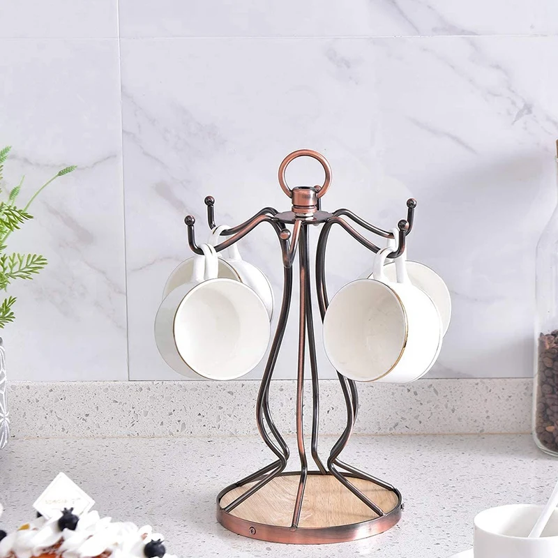 

Coffee Mug Holders,Coffee Cup Rack with 6 Hooks Coffee Cup Holder Countertop Organizer for Kitchen, Counter