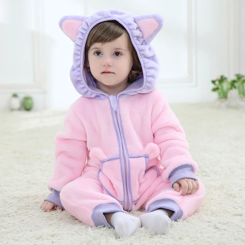 Pink Cat Детская осенняя одежда для мальчиков и девочек; комбинезоны с животными; комбинезон для малышей; домашний костюм мультфильм зимняя Пижама; костюм на Хэллоуин; комбинезон - Цвет: Pink Cat