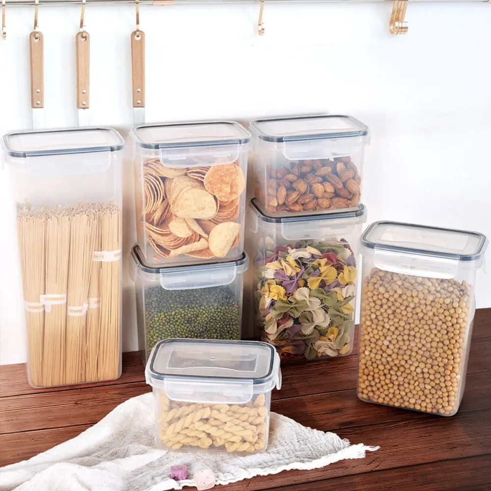 

14Pcs Transparent PP Kitchen Organiser Supplies Tank Sealed Cans Storage Box Jars Airtight Food Container