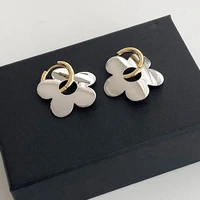timeonly trendy metal flowers earrings for women minimalist fashion hollow floral statement dangle earring unique design jewelry