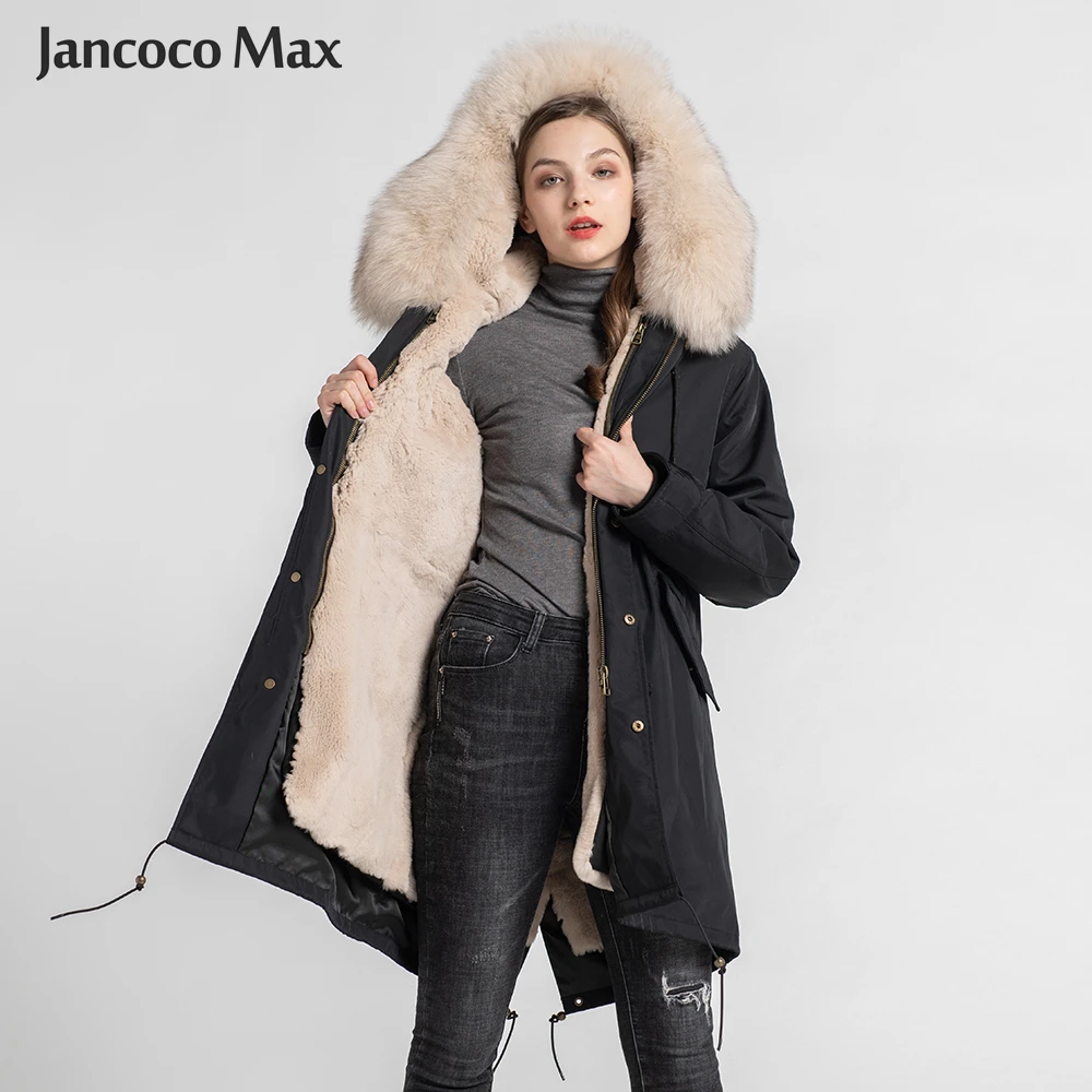 New Winter Women's Real Fur Parka Fashion Fox Collar Long Parker Thick Warm Coat S7577 | Женская одежда