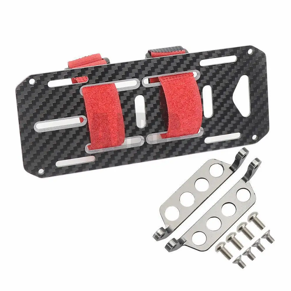 RC Car Carbon Fiber Battery Mounting Plate with Tie for 1/10 RC Crawler Car Axial SCX10 90046