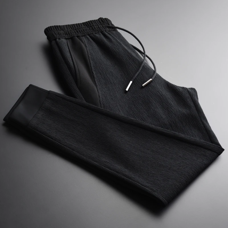 Autumn Luxury Add Velvet Fabric Casual Sport Mens Trousers Plus Size 4xl Elastic Waist Solid Color Man Pants