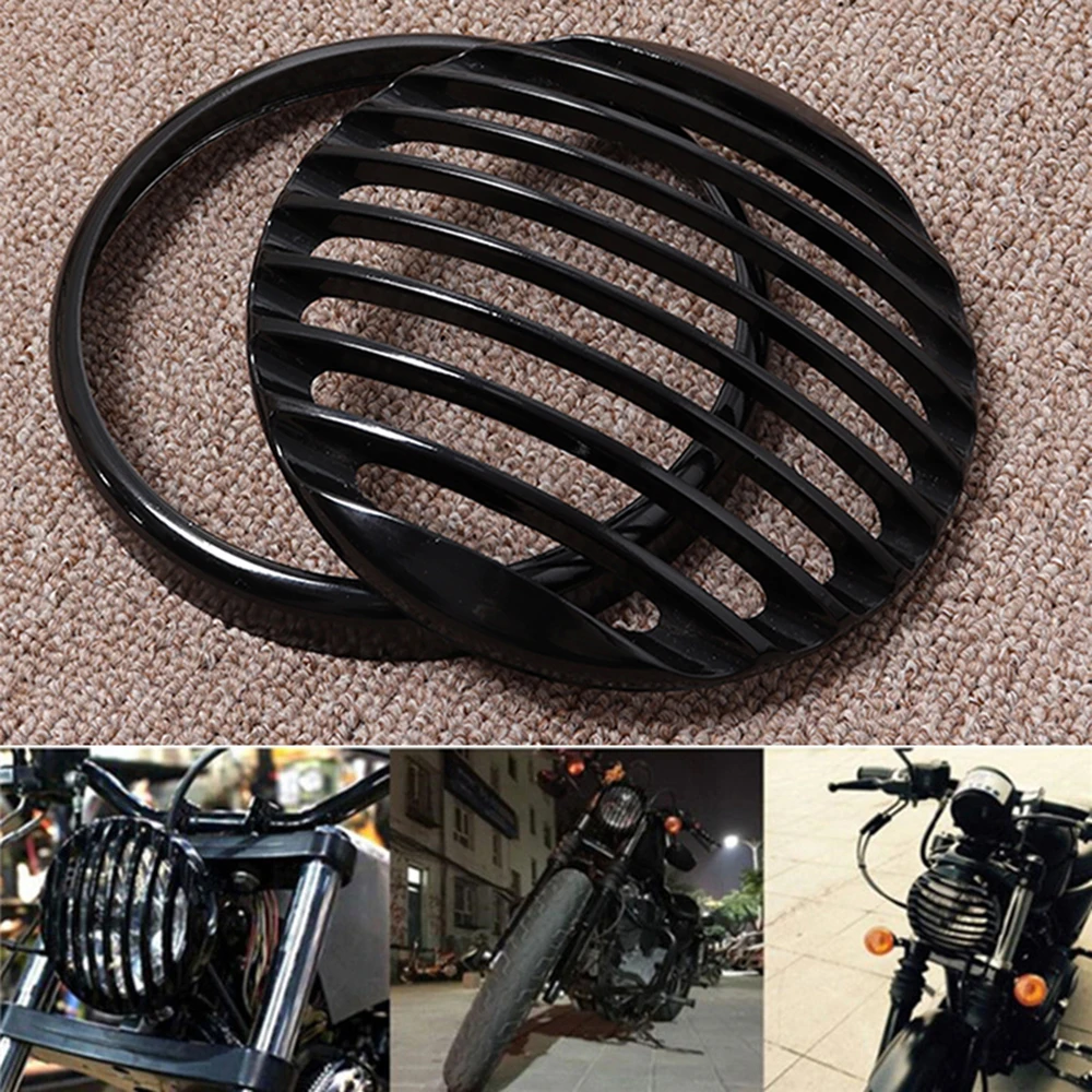 

For Harley Sportster XL 883 Iron 1200 04-14 Custom XL1200C 1200 Motorcycle 5 3/4" CNC Led Headlight Grill Cover