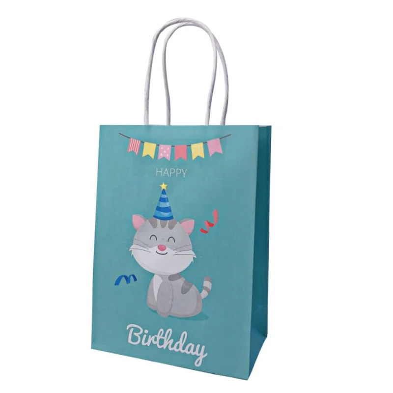 kitty x12pcs 12 шт. подарочные сумки с рисунками животных, панды, жирафа, джунглей, вечерние бумажные сумки для конфет с ручками, товары для дня рождения, для детей - Цвет: kitty x12pcs