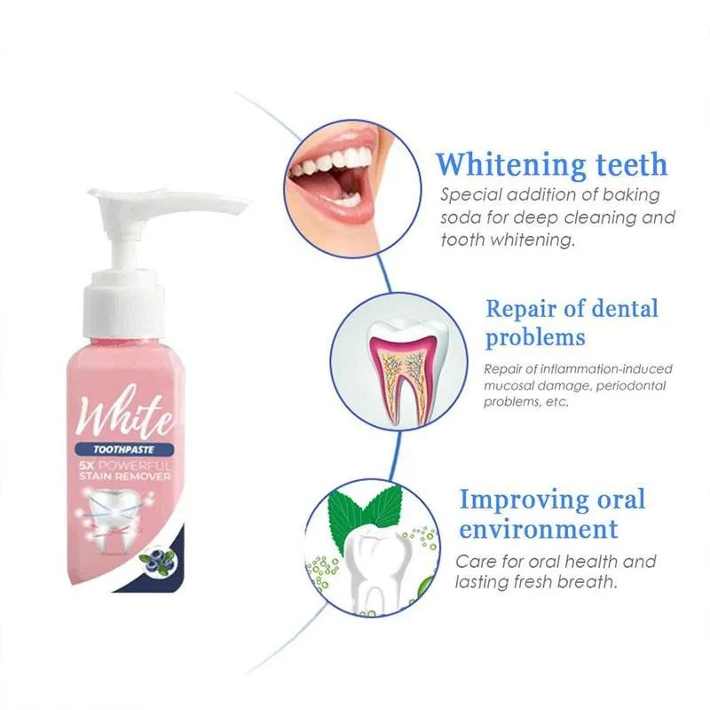 

Fruit Blueberry Soda Toothpaste Toothpaste Whitening Stain Removal Toothpaste Teeth Whitening Soda Dental Baking Hygiene Or P3E1